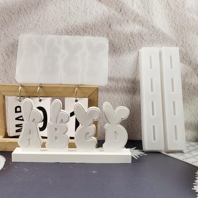 Форма для украшения в виде алфавита с кроличьими ушками, форма для декорации с ушками кролика, форма для DIY из кристаллического гипса, эпоксидной смолы, декор для дома на Пасху