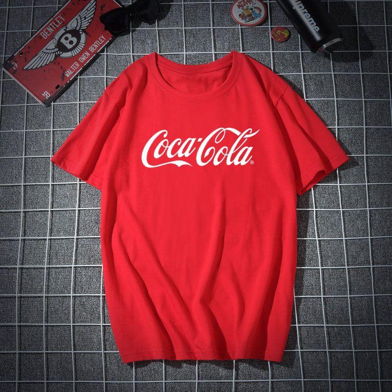 Pure cotton Coca-Cola joint commemorative short-sleeved T-shirt Youth Hong Kong style brand ins large size men and women couples versatile