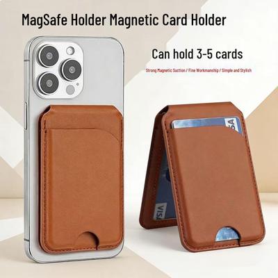 Магнитный держатель для карт из кожи MagSafe для iPhone 12-17, Универсальный многофункциональный флип-кейс Apple 16