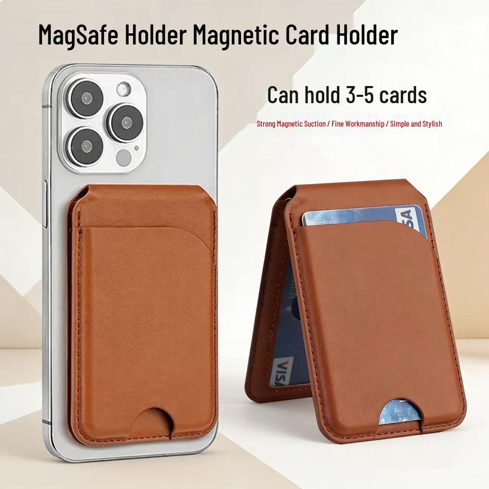 Магнитный держатель для карт из кожи MagSafe для iPhone 12-17, Универсальный многофункциональный флип-кейс Apple 16