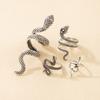 4pcs /Set Vintage Snake Shape Rings For Women Men Gothic Silver Color Animal Exaggerated Metal Alloy Finger Ring Sets Jewelry