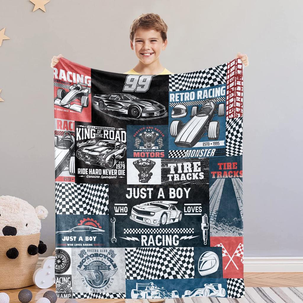 Cool Boy Racing Blanket For Men Flannel Blanket