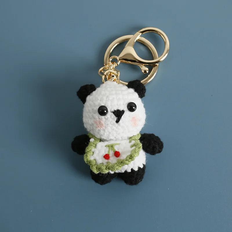 Cartoon Animal Series Crochet Keychain Cute Cow keyrings Handmaking Knitted Mini Animal Doll Keychain Custom Accessory