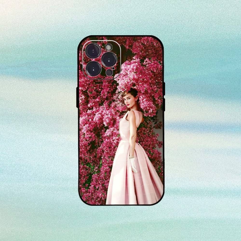 Чехол для телефона Audrey Hepburn 'Forever-A-Audrey' для iPhone 16 15 14 13 12 11 Pro Max Plus, 5G Мягкий черный чехол