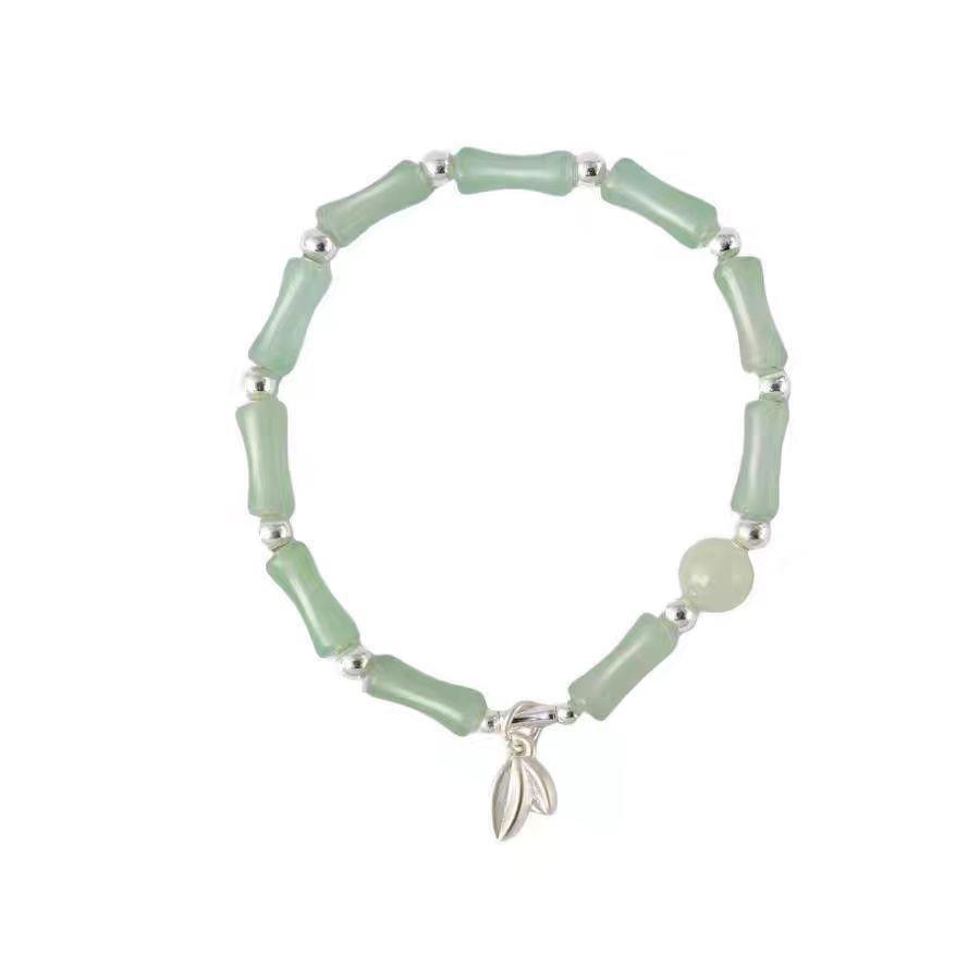 Изысканный двухслойный браслет из бамбукового нефрита: Женские украшения для рук в национальном стиле класса люкс