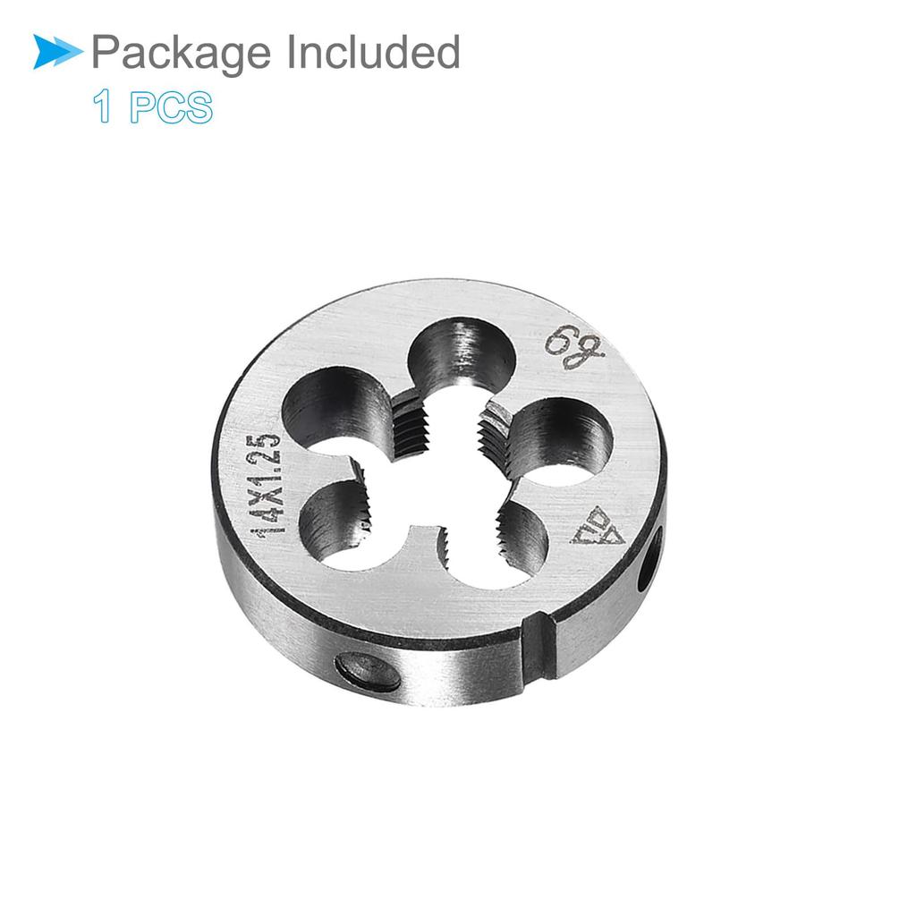 CoCud Metric Adjustable Round Die, M14 x 1.25, Alloy Steel, Right-Hand Thread Die - (Application: For Machining External Threads on Metal and Plastic)