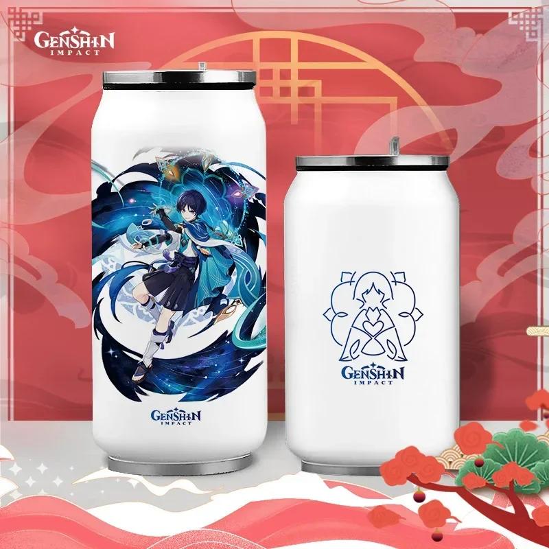Аниме Genshin Impact Термос из нержавеющей стали Кружка для кофе Чжун Ли Кли Портативная чашка для воды Бутылка для питья Термос
