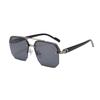 New large square sunglasses women's European and American trend fashion double beam sunglasses men's half frame sunglasses