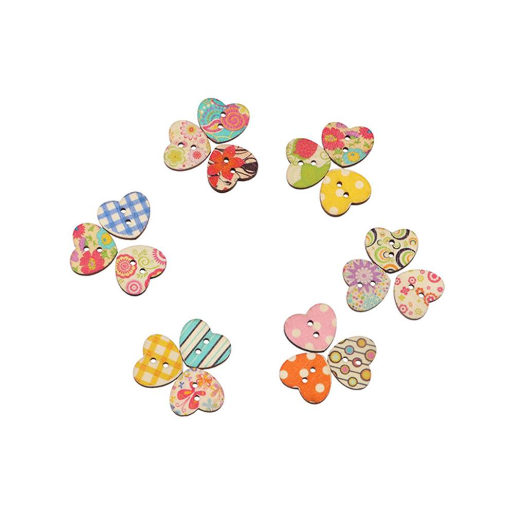 Crafts Arts Scrapbooking Decoration Apparel Sewing Wood Button Sewing Buttons Heart Shape Button