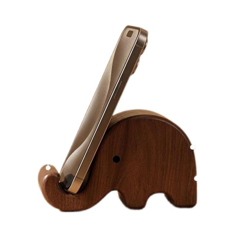 Natural Black Walnut Solid Wood Phone Stand Creative Dual-Use Business Card Display Rack for Office Desk