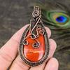 Red Snake Skin Gemstone Copper Wire Wrap Jewelry Pendant 2.96