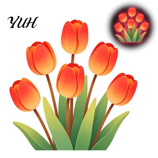 Waterproof Wall Stickers Glow-in-the-Dark Tulip Switch Sticker, Floral Decoration Decal, Peel Decor Sticker and Stick Light for Bedroom Living Room