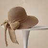Hollow Out Straw Weaving Beach Hat Breathable Foldable Bucket Hat Bow Fisherman Cap  Spring