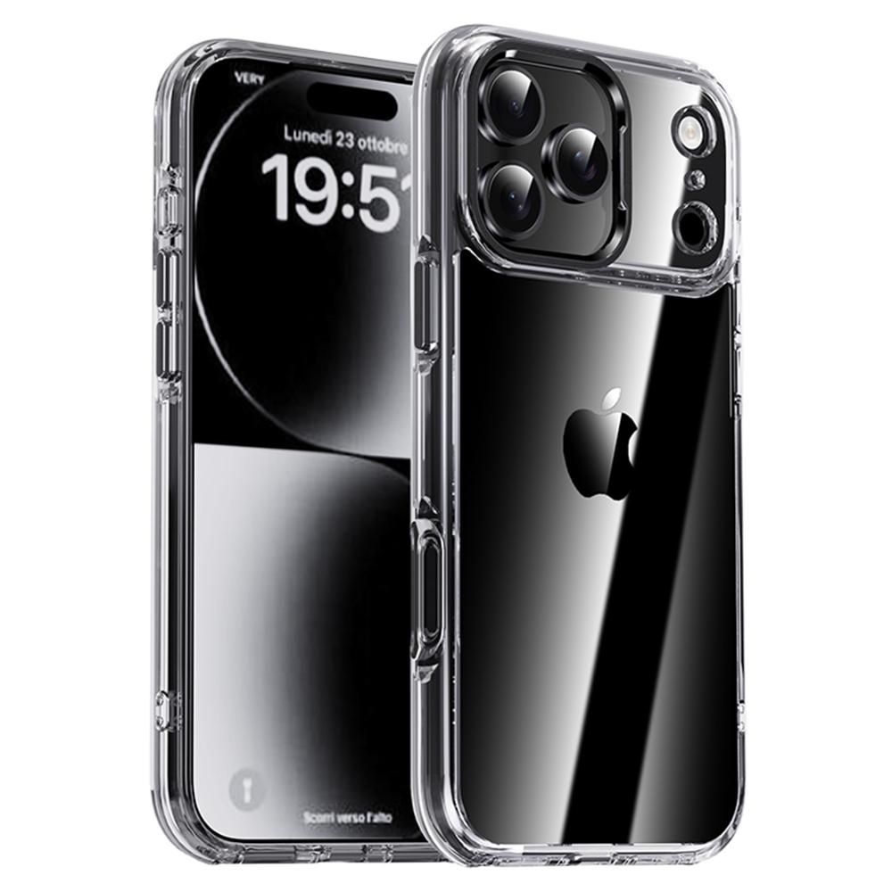 IPAKY For iPhone 17 Pro Max Clear Case Metal Lens Frame Shockproof TPU Phone Cover