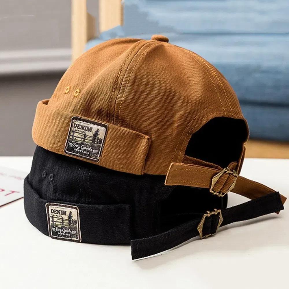 Solid Color Men Women Skullcap Dome Bucket Cap Fashion Melon Docker Cap Summer