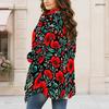 Women Plus Size Open Front Cardigan Draped Collar Long Sleeve Black White Floral Butterfly Printed Outerwear