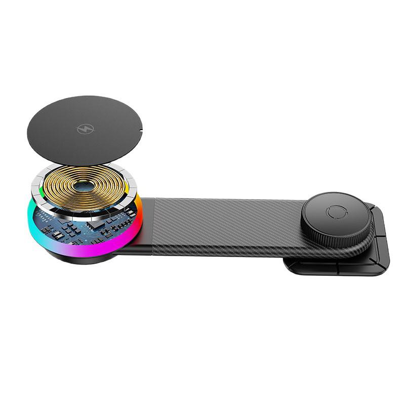 Беспроводное автомобильное зарядное устройство MagSafe, быстрая зарядка 15 Вт с магнитным автомобильным креплением и держателем для навигации.