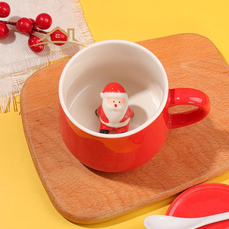 Creative Personality Christmas Three-dimensional Doll Ceramic Water Cup Coffee Cup Milk Cup