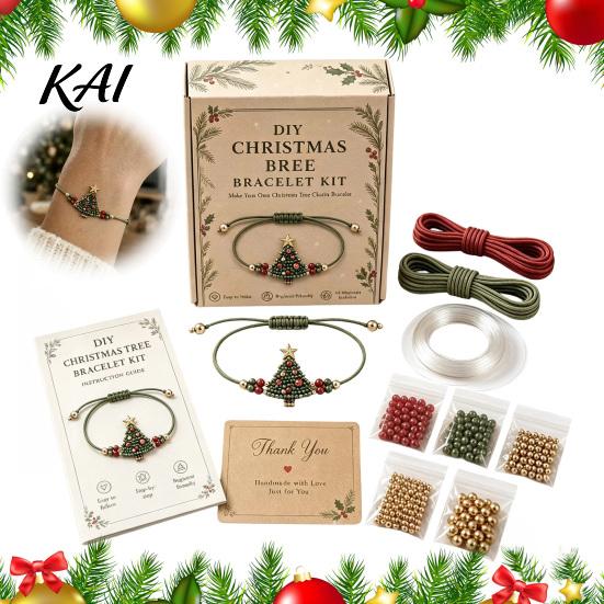 Handmade Bracelet Kit DIY Christmas Beaded Making Kit, Holiday Jewelry Craft Supplies, Xmas Kids Crafting Supplies Bead for Adults, Kids, Family