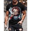 2025 Хоррор Фильм Чаки 3D Печать Футболка Мужчины Женщины Мода Повседневная Футболка с Коротким Рукавом Хэллоуин Подарки Топы Футболка Мужская Одежда