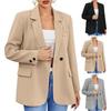 Women Fall Spring Suit Coat Formal Business Style Button Closure Cardigan Solid Color Plus Size Loose Lapel Long Sleeve Pockets OL Commute Jacket