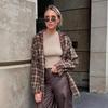 2024 Европейская Ретро Клетчатая Женская Длинная Свободная Рубашка