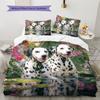 Dalmatian and Flowers Pattern Bedding Home Decoration Birthday Gift (1 * duvet cover + 2 * pillowcase, without core)