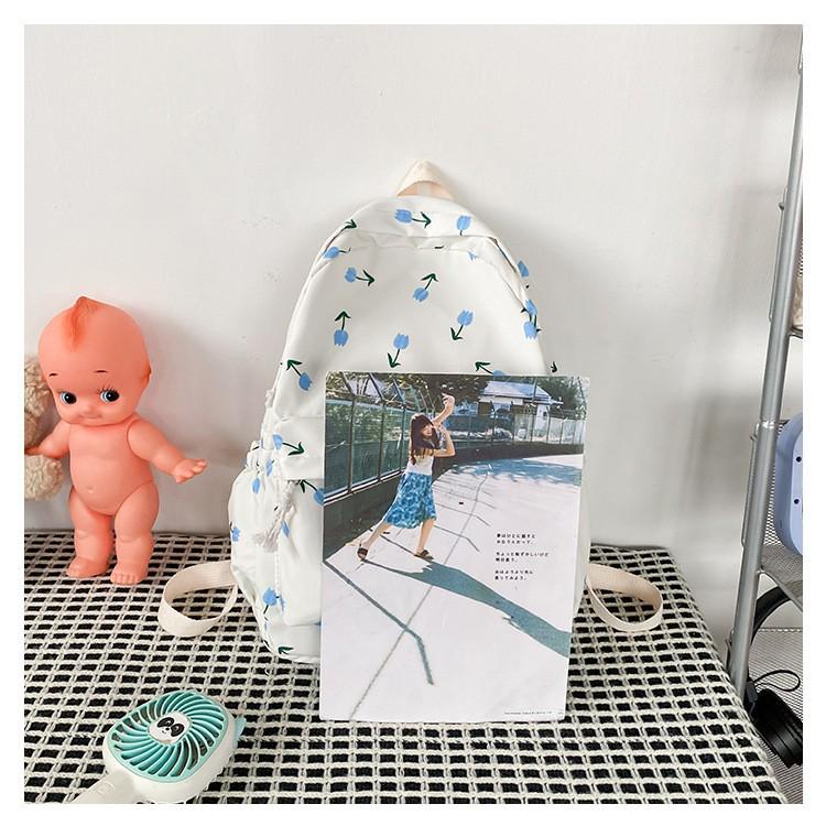 Рюкзак в японском стиле с цветочным принтом для женщин - Принт Харадзюку, Двойные плечевые лямки, Корейская версия, Подходит для учениц средней школы