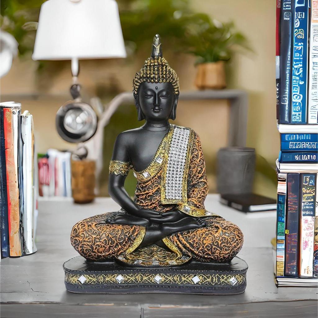 New 25 Centimetre Meditating Sitting Buddha Statue Showpiece Idol Home Decor Items for Living Room and Gifts