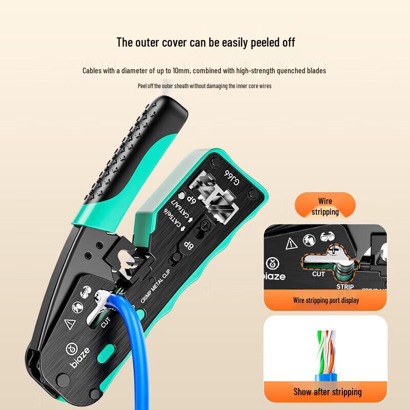 BIAZE RJ45 Pass-Through Network Cable Crimping Tool