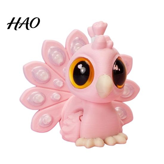 Articulated Peacock Toy 3D Printed Figurine, Movable Joint Fidget Toy, Cartoon Cute Desk Decor Desktop Ornament, Stress Relief Gift for Kids