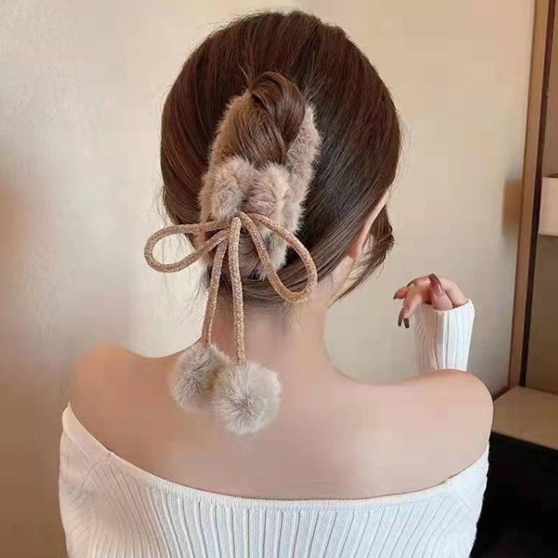 Solid Color Plush Hair Claw Claw Clip Fluffy Elegant Anti-Slip Hair Accessories
