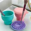 Многофункциональный силиконовый складной стакан для чистки кистей для макияжа, стакан для хранения, сушки и очистки, стакан для скрабирования косметических кистей для красоты