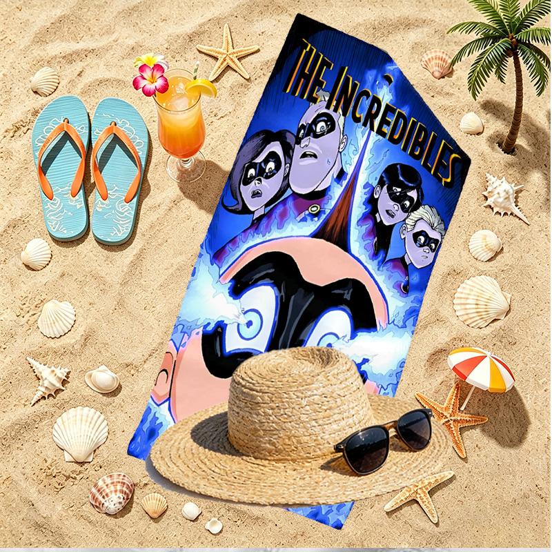 Incredibles Print Beach Towel, Versatile Lightweight Absorbent Beach Towel for Pool Surf Yoga Bathroom, Perfect Birthday Holiday Gift