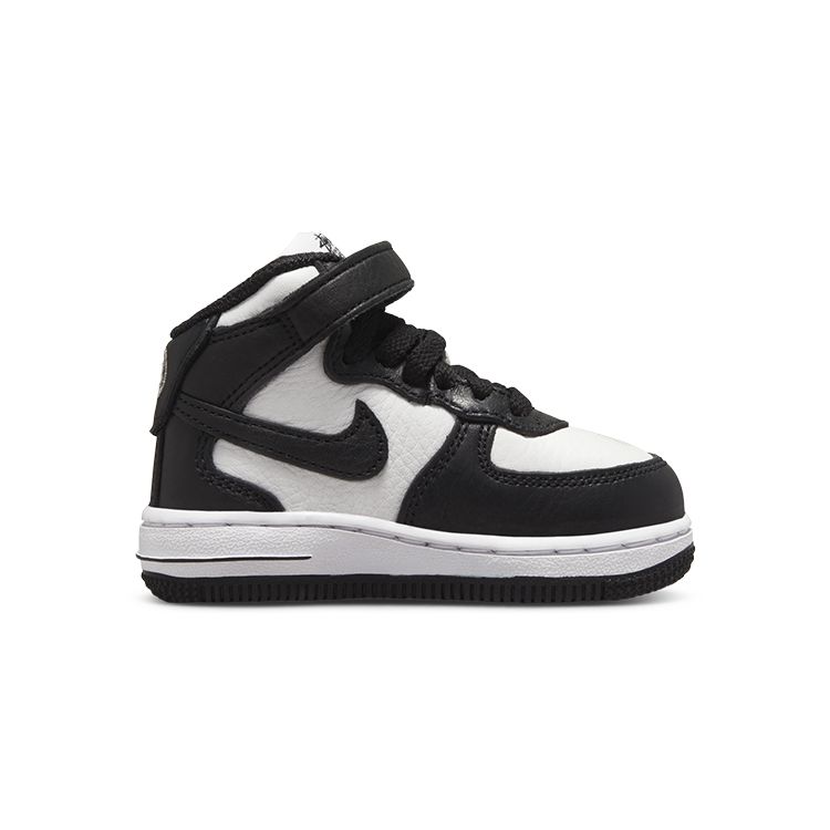 Stussy x Nike Air Force 1 Mid TD Черно-белые детские кроссовки DN4160-002