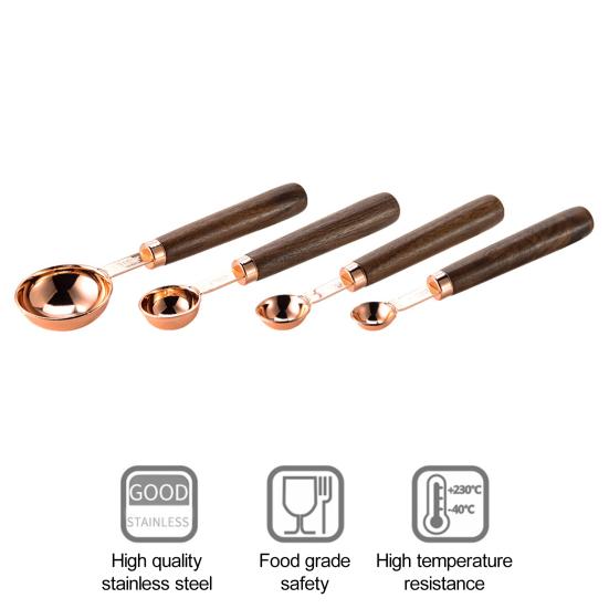 4 шт. мерная ложка с деревянной ручкой пищевой класс без BPA полированная поверхность многоразовый мерный стаканчик набор инструментов для приготовления пищи