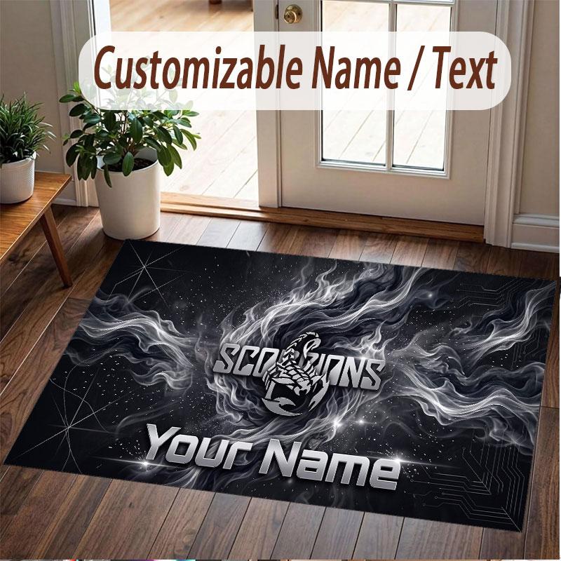 Custom Rug Scorpions Pattern Print Name Text Soft Non‑Slip Floor Carpet for Home Indoor Decoration