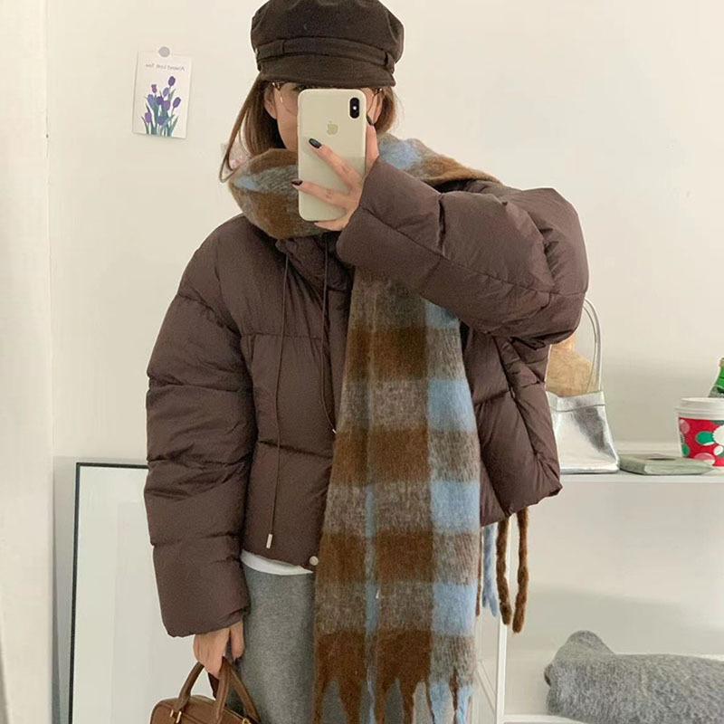 Высокий пушистый 90% белый утиный пуховый пуховик женский короткий 2024 модный воротник-стойка утолщенный маленький жакет