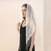 Laven Lace Embroidery Triangle Scarf Hijab Muslim Church Prayer Wedding Mantilla Shawl with Tassels Women White Veil Bandana