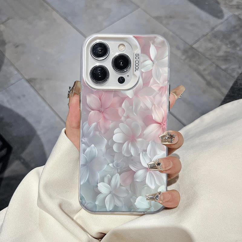 Элегантный розовый чехол с цветочным принтом для iPhone 17e Air 17 16e 16 Plus 15 Pro Max 14 13 12 11 Ударопрочный Защитный Прочный Крутой Чехол