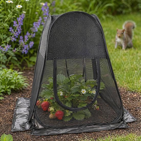 Pop Up Plant Sunshade, with Zipper Easy Access Breathable Mesh Cover, Ground Nails Fixing Shade Tent, Protects Outdoor Plants from Sun Birds Small