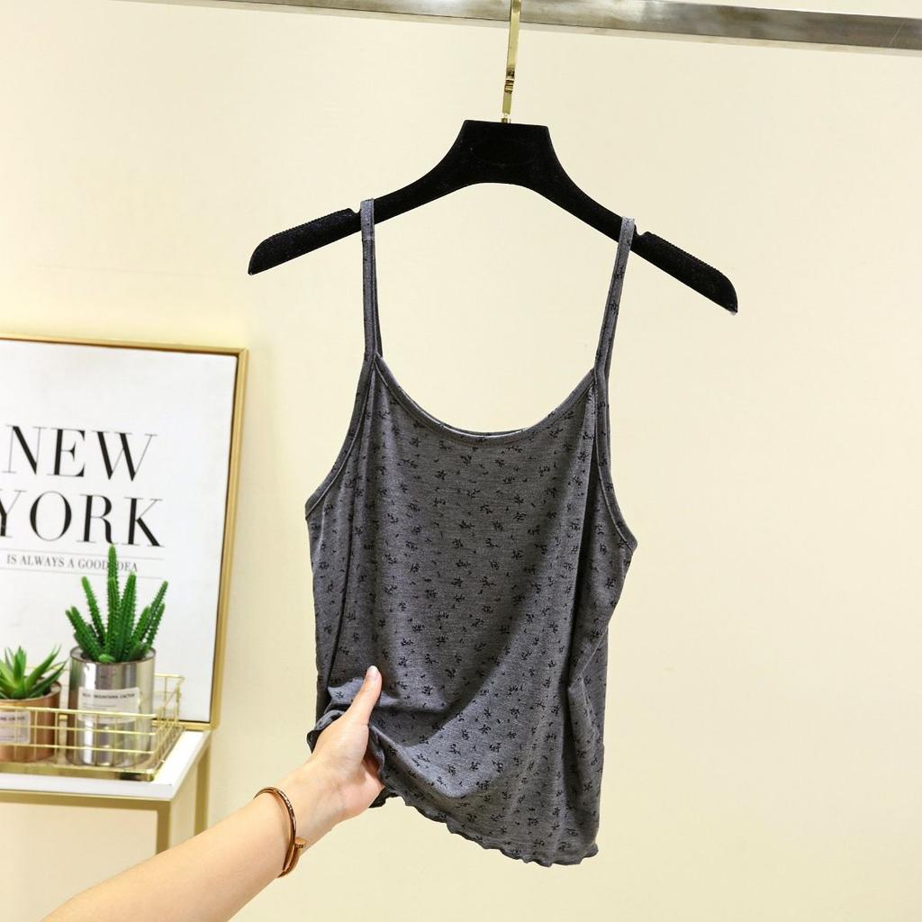 Women Printed Camisole Spring Summer New Thin Lace Undershirt Inner Thin Short Large Size Bottoming Shirt