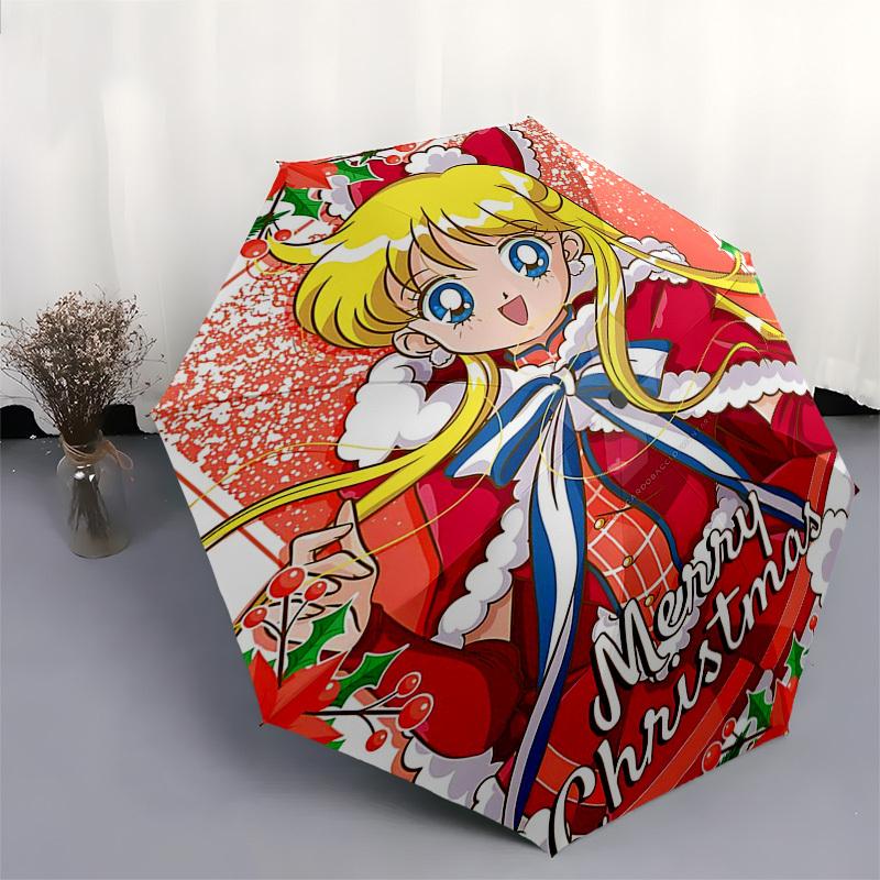 1pc Bride of ChuckyAutomatic Folding Umbrella, Portable 3-Fold Design, 8-Bone Iron Frame, Outdoor, Ideal Gift for Fans, Travelers, Daily Use, Suitable