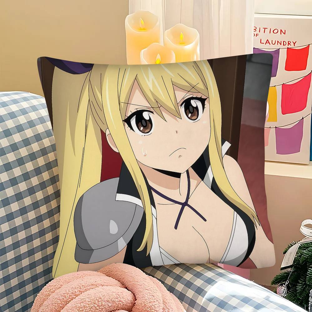 pc Cartoon Lucy Heartfilia Pillow Case Fashion Square Pillowcase Bedroom Sofa Room Ins Decoration Leisure