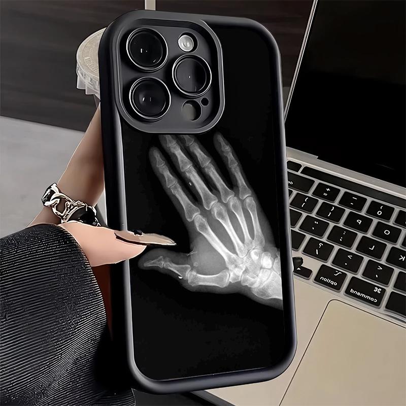 Чехол для телефона iPhone 17 Air 16E 15 16 Pro Max Смешной чехол с рентгеновским изображением костей руки 14 Plus 13 12 Mini Мягкий силиконовый чехол Fundas