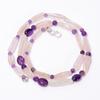 Natural Rose Quartz Amethyst Mix Shape Gemstone Smooth Beads Necklace 5-21mm 18" UB-8669