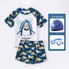 2024 Boys' Cute Shark Short-Sleeve Swimsuit Set - Quick-Drying Sun Protection