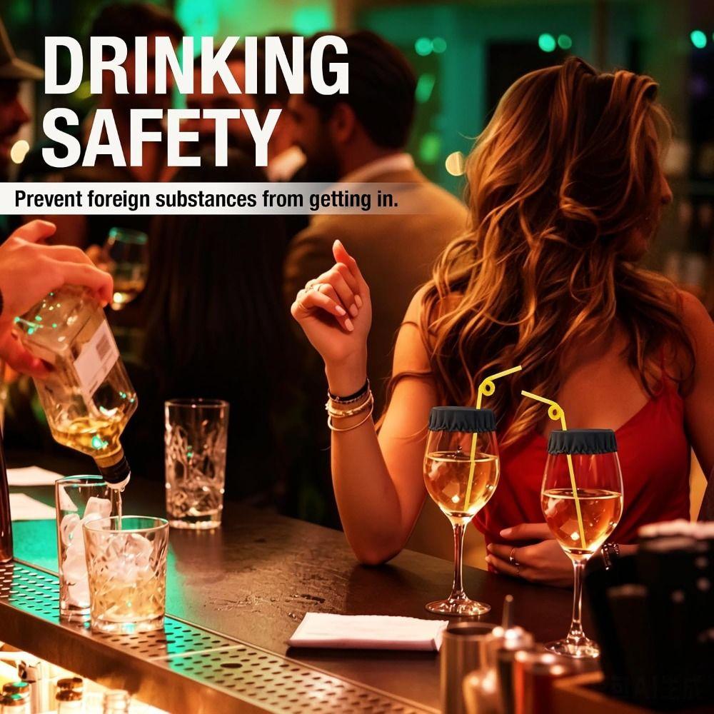 10pcs Stretchy Fabric Drink Scrunchie Covers Alcohol Protection Drink Cup Protector Nightclub