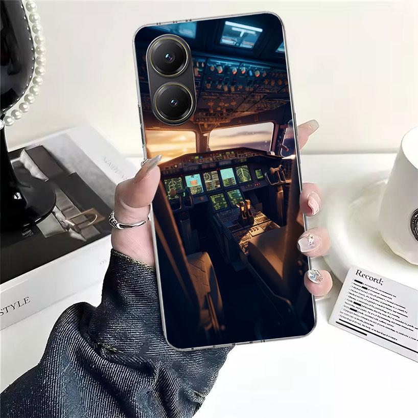 Aviation Aeroplane Pilot Cockpit Soft Phone Case For Xiaomi Redmi 15C 15 13C 13 Poco X5 X6 X7 F7 Ultra M7 12C 12 10 10C 9C 9A 9T