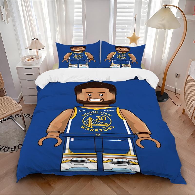 3pcs bedding set Golden State Warriors Includes 1 Comforter + 2 Pillowcases, Without Pillow Inserts, Soft Comfortable, Lightweight Breathabl